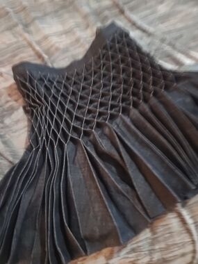 DIOR Black Smocked Pleated Mini Skirt